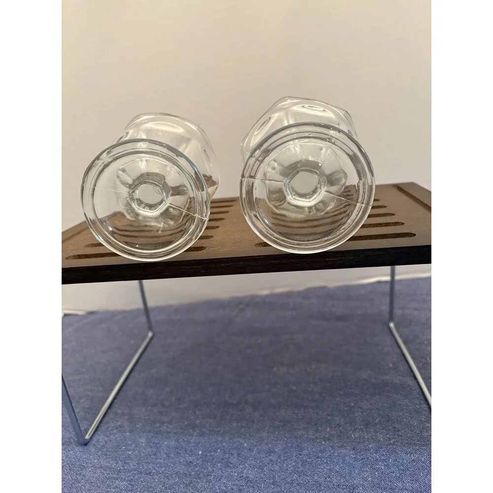 Two Vintage Anchor Hocking Clear Glass Footed Sherbet or Dessert Glasses.